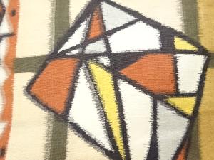 アンティーク　格子に幾何学模様織り出し銘仙羽織